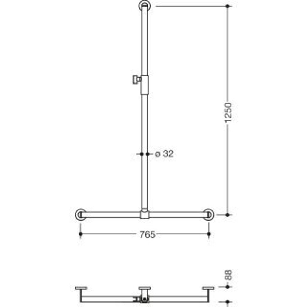 HEWI 900.35M400XA DUHA, d:32, A1:1250. W1:765,