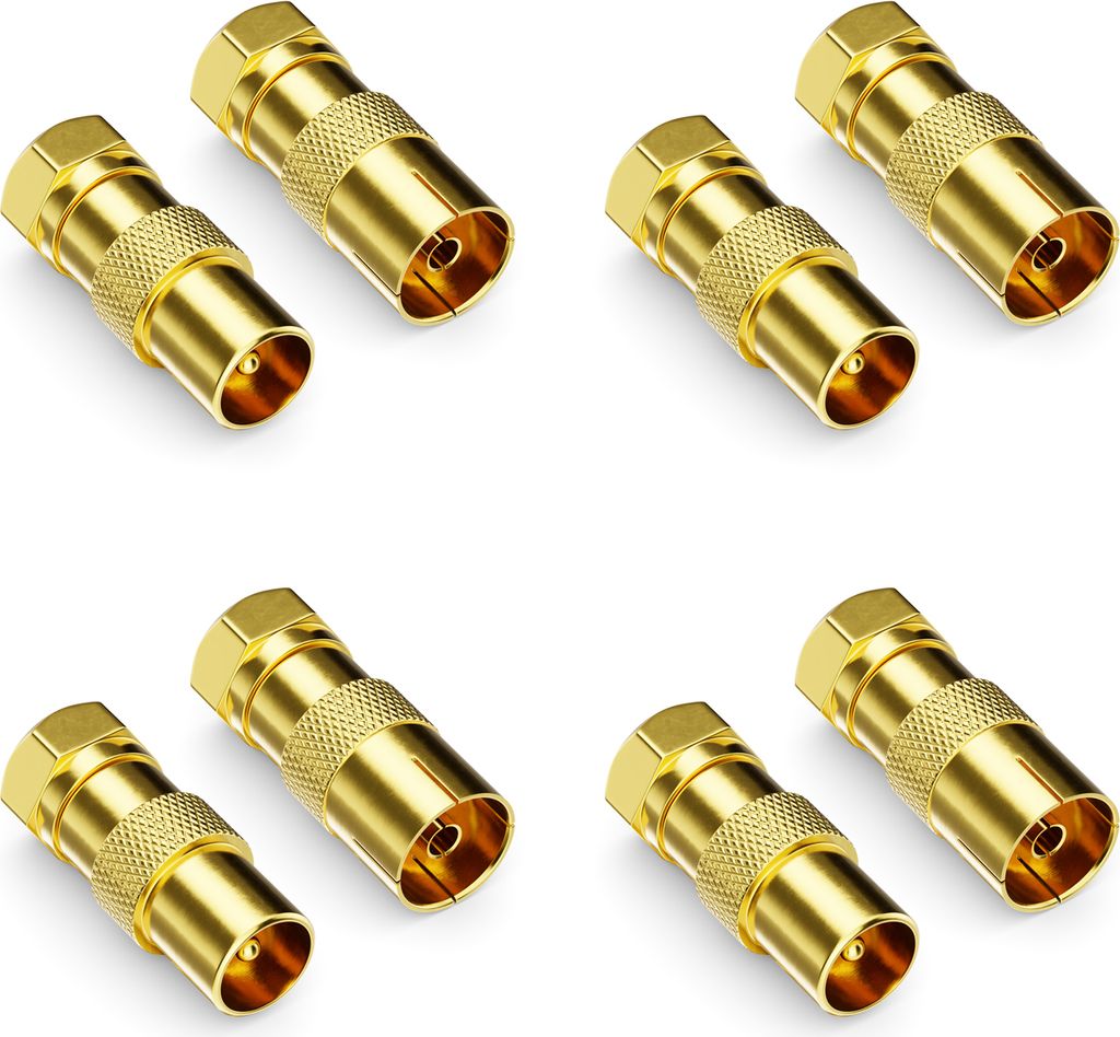 deleyCON 8x SAT Kabel Adapter F-Stecker auf 4x Antennenstecker & 4x Buchse Koax