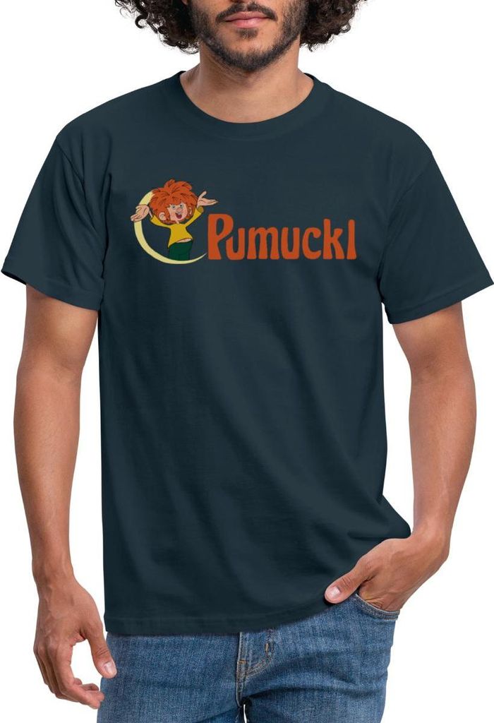 Spreadshirt Pumuckl Mit Frecher Pose Und Logo Schriftzug Männer T-Shirt, L, Navy