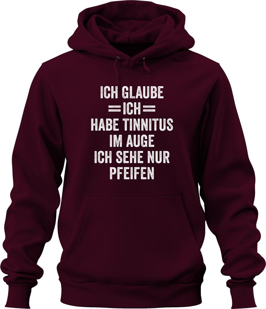 Tinnitus im Auge sehe nur Pfeifen witziges HNO Geschenk Audiologe Uni Hoodie Kapuzenpullover, Burgundy, S