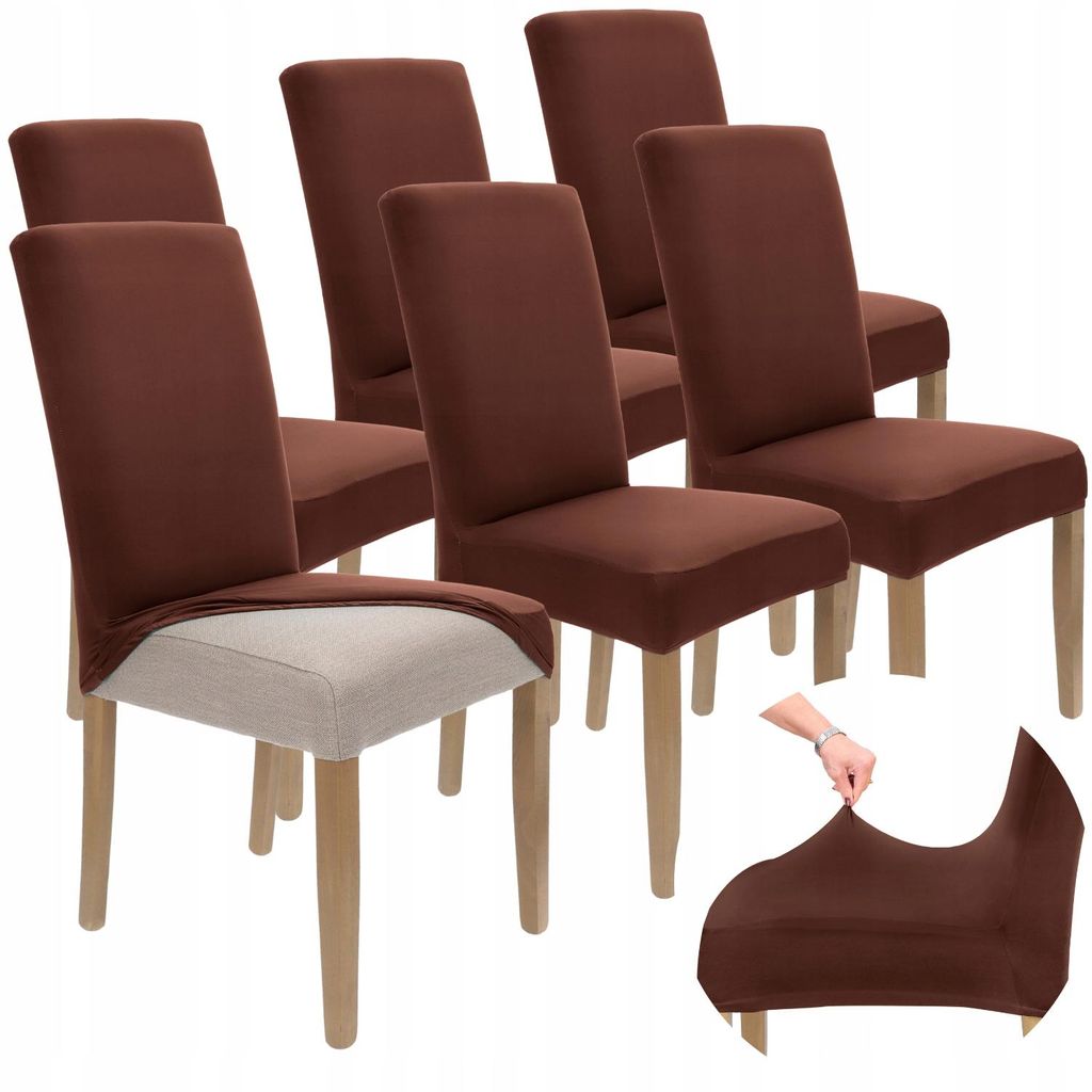 Stuhlhusse 6er Pack - Universal - Braun - Stretch - Bezug Produktbild 