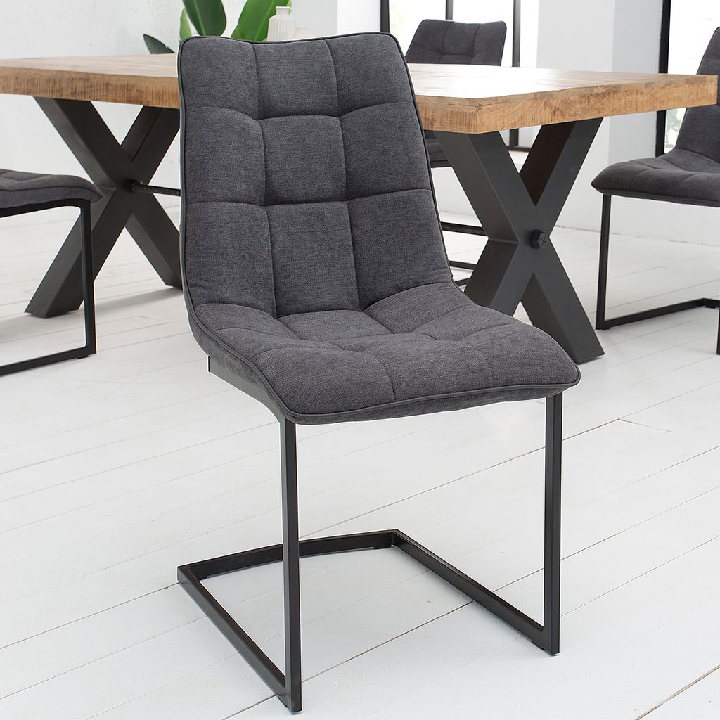 Freischwinger Stuhl MIAMI dunkelgrau Vintage Gestell matt Produktbild 