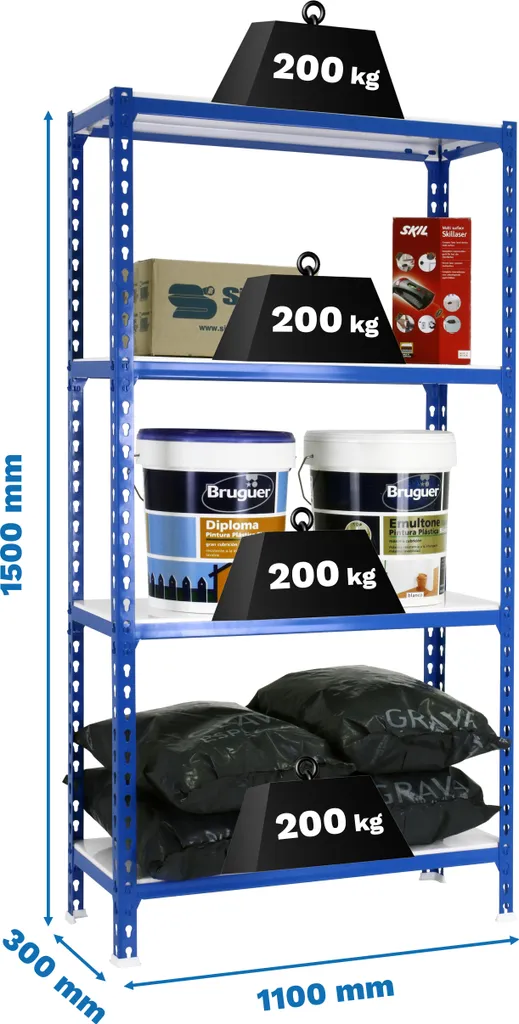 Rayonnage Métallique de Rangement Robuste 1500 pour Garage et Entrepôt