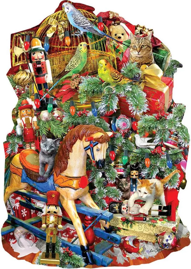 Puzzle de Noël 1000 pièces SunsOut Holiday Havoc illustration festive