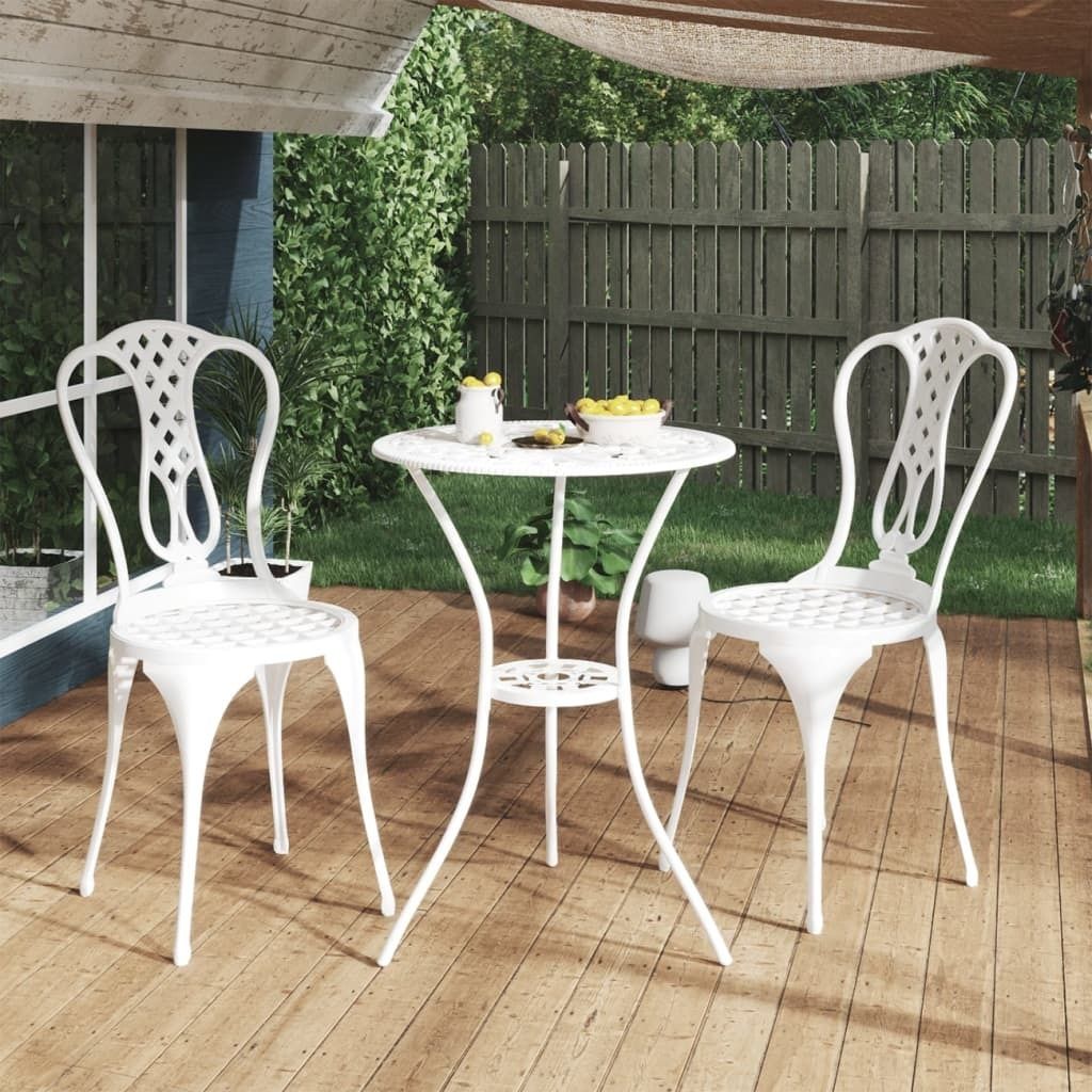 Maison Exclusive - 3-tlg. Bistro-Set Aluminiumguss Weiß