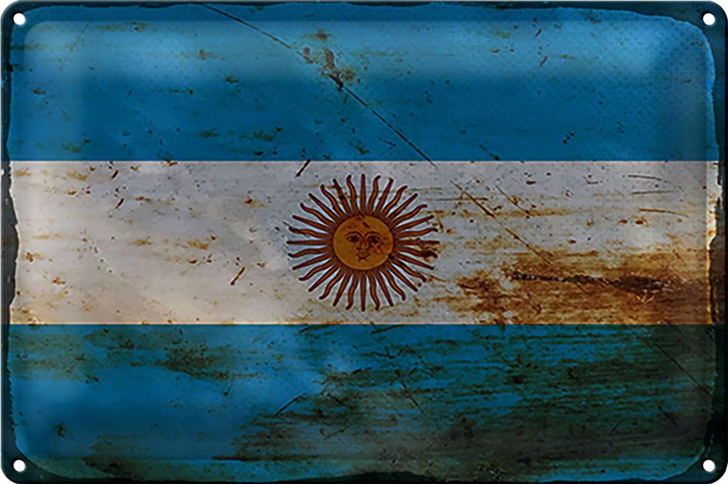 Blechschild Flagge Argentinien 30x20cm Flag Argentina Rost