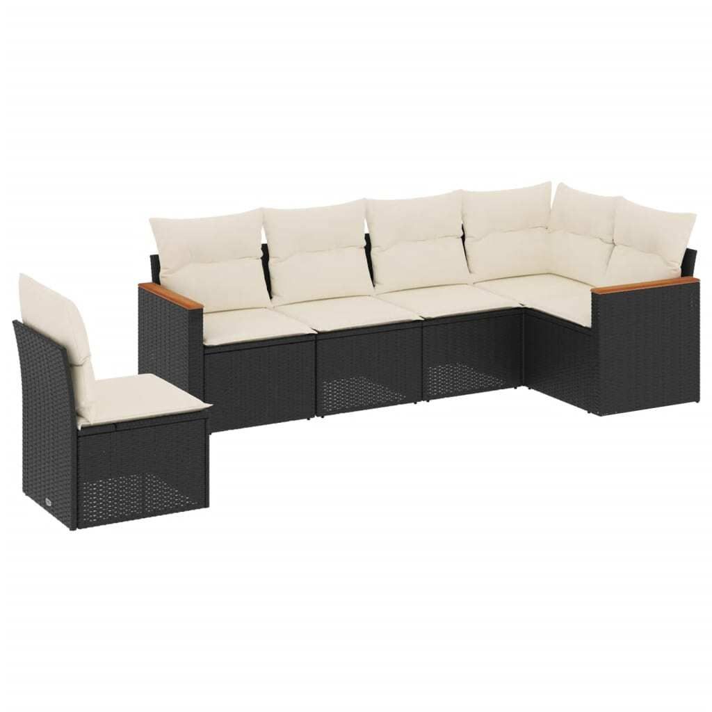 "im Sonderangebot" 6-tlg. Garten-Lounge-Set - elegantes Design - Sitzgruppe/Gartengarnitur - mit Kissen Schwarz Poly Rattan - Terassenmöbel DEMöb...