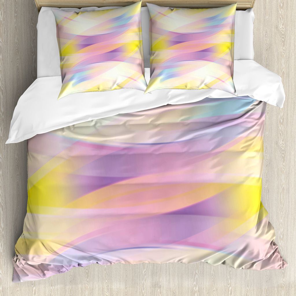 ABAKUHAUS Digital Bettbezugs Set Für Doppelbetten, Schattige künstlerische Steigung, Milbensicher Allergiker geeignet mit Kissenbezügen, Lila Ge...