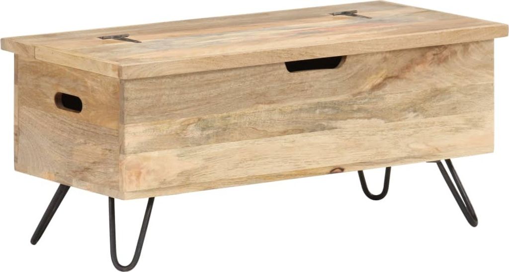 The Living Store Truhe 90x40x45 cm Mango Massivholz