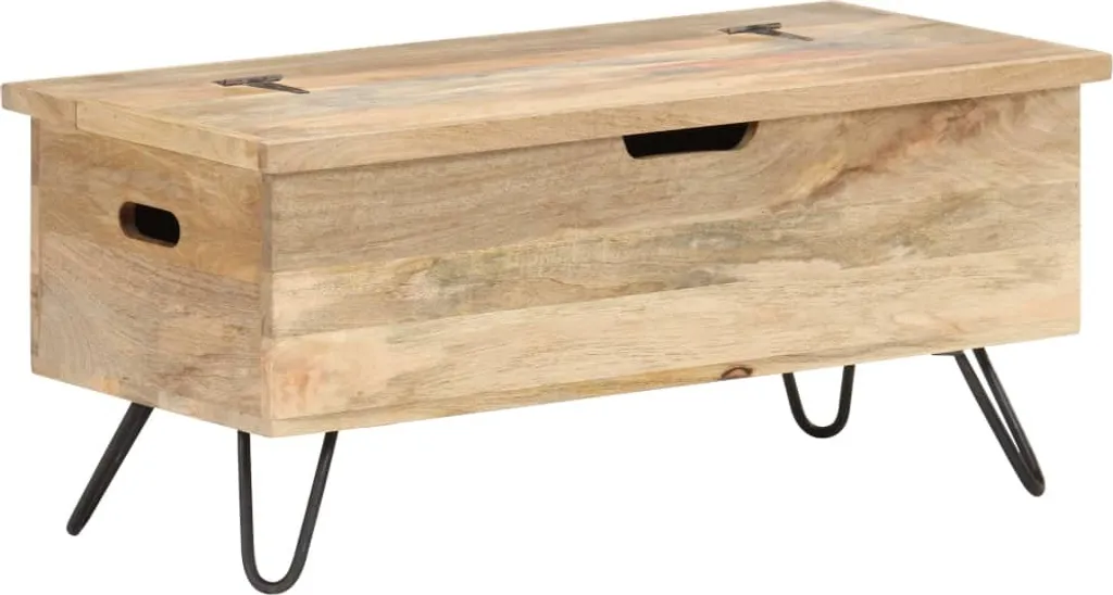 Malle de rangement en manguier massif 90 cm The Living Store pour salon