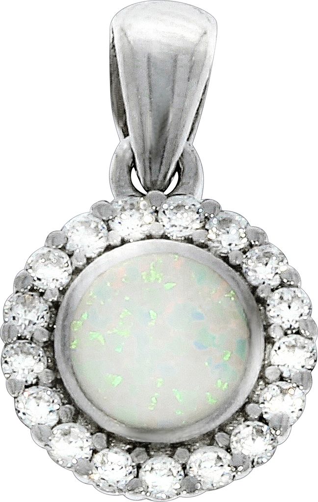 F Anhänger 925/- Sterling Silber 1,8cm grau syn. Opal weiß 025240038-3