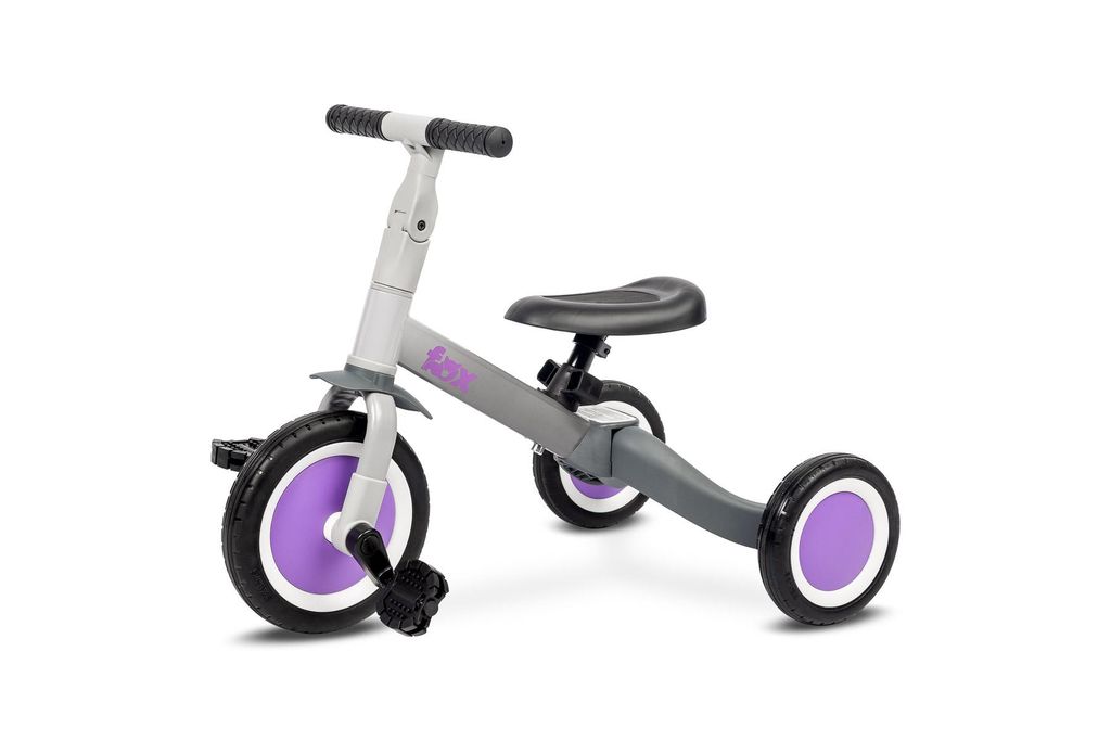 TOYZ, Dreirad Laufrad Kinder, 4in1 Kinderfahrrad, Dreirad, Zweirad, Fox, Grau