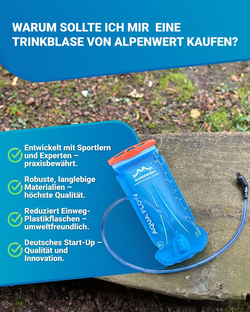 Alpenwert® Trinkblase mit Trinkschlauch [Wasserblase 2L BPA Produktbild 7