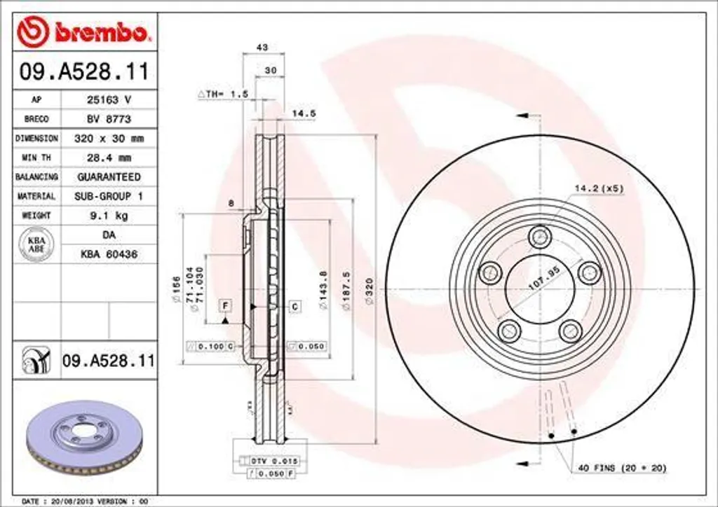 Disque de Frein Haute Performance Brembo OE C2C8354 Jaguar S-Type XJ