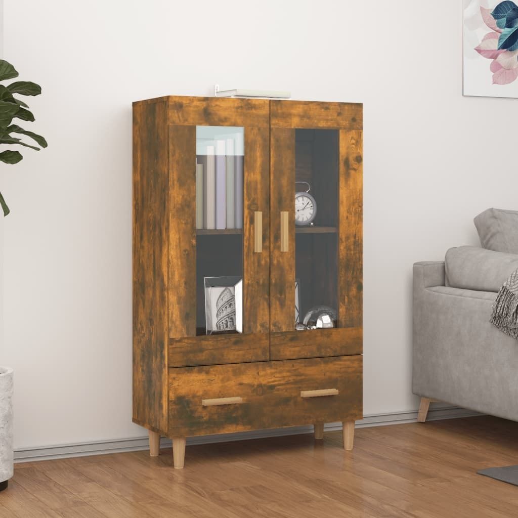 The Living Store Highboard Räuchereiche 70x31x115 cm Holzwerkstoff