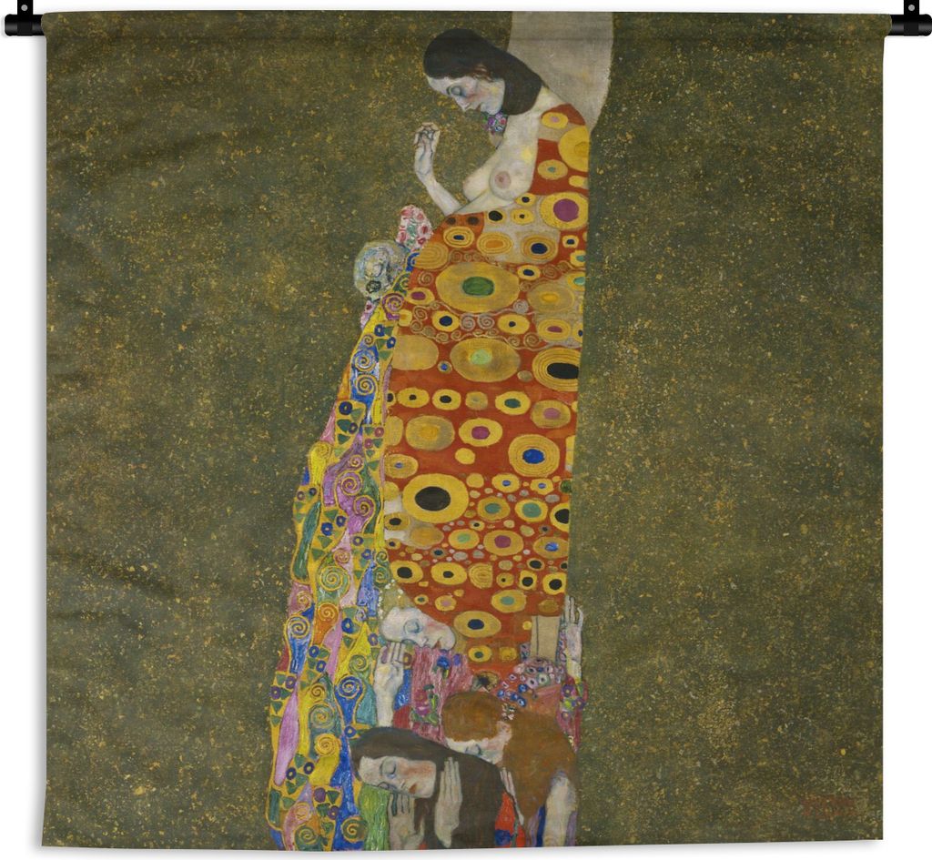 MuchoWow Wandteppich Wandbehang Hoffnung II - Gemälde von Gustav Klimt 150x150 cm Tapisserie Dekoration Wandtuch - Wohnaccessoires - Modernes