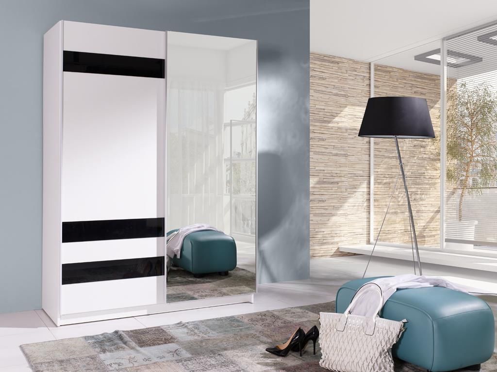 Spiegelschrank 150 cm WADENA 7 - weiß/schwarz