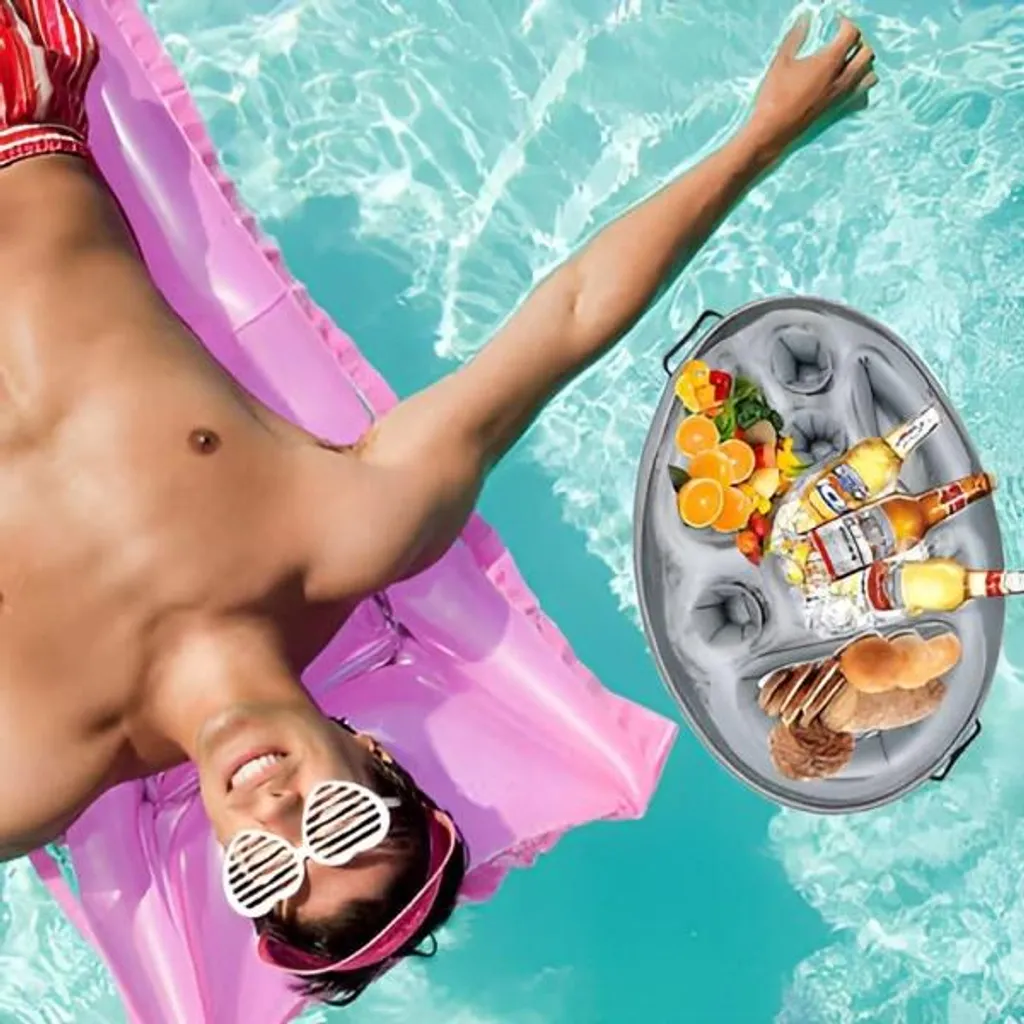 VFANDV Portabicchieri Gonfiabili 6 Pezzi, Porta Bevande Piscina Gonfiabile con Pompa Portabicchieri da Piscina Galleggianti Accessori per Piscina Portabevande Galleggiante per Feste Vacanze Bagno