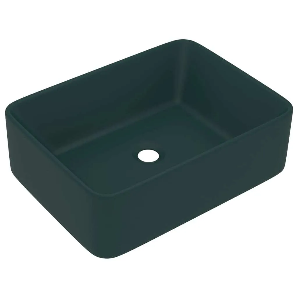 Lave-mains de luxe vert foncé mat en céramique haut de gamme 41cm