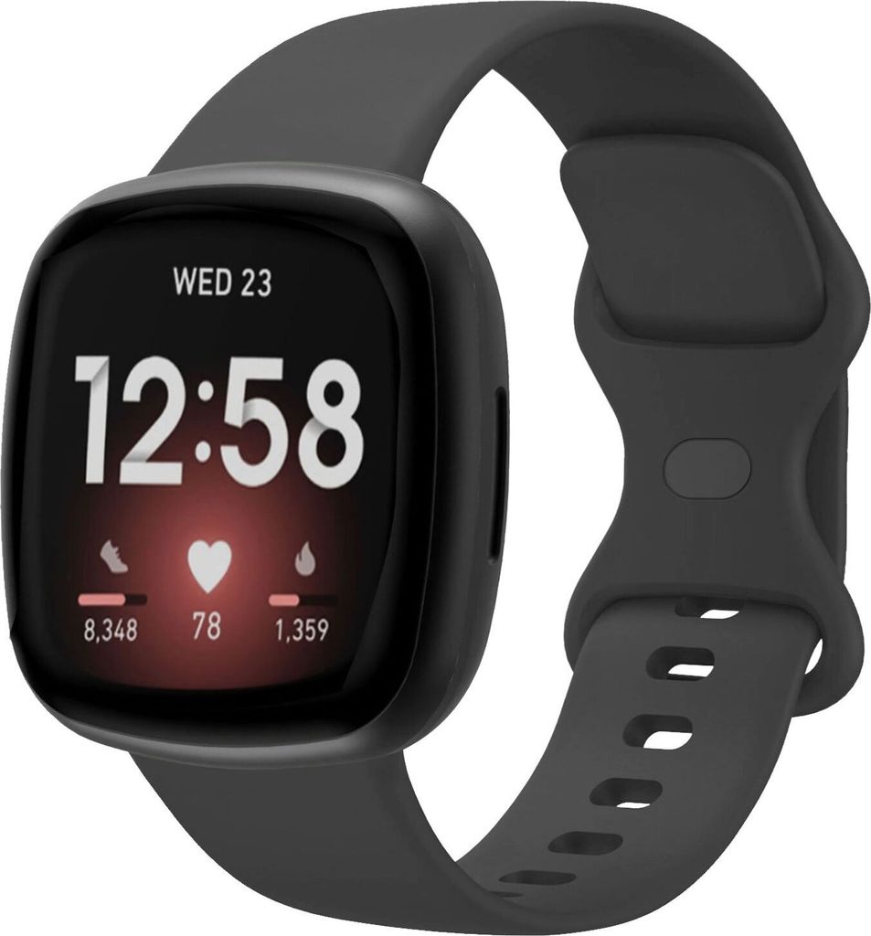 Strap-it Fitbit Sense Silikon Armband Classic (Schwarz) - Produktbild 