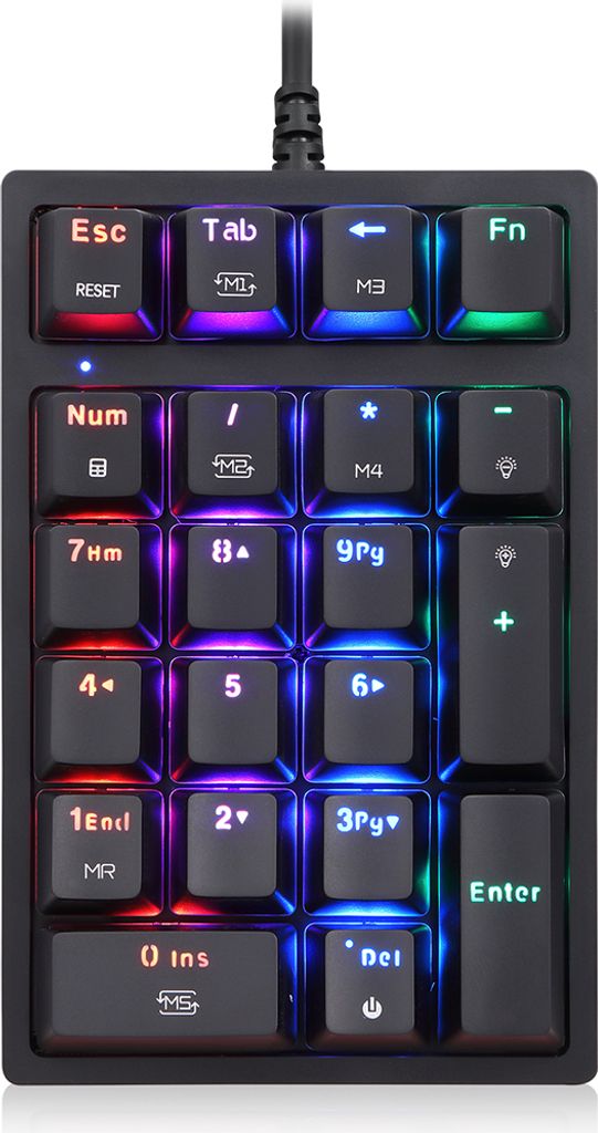 Motospeed K24 Numerische mechanische Tastatur 21 Tasten USB-Tastatur mit 13 RGB-Lichteffekten OUTEMU Blue Switch