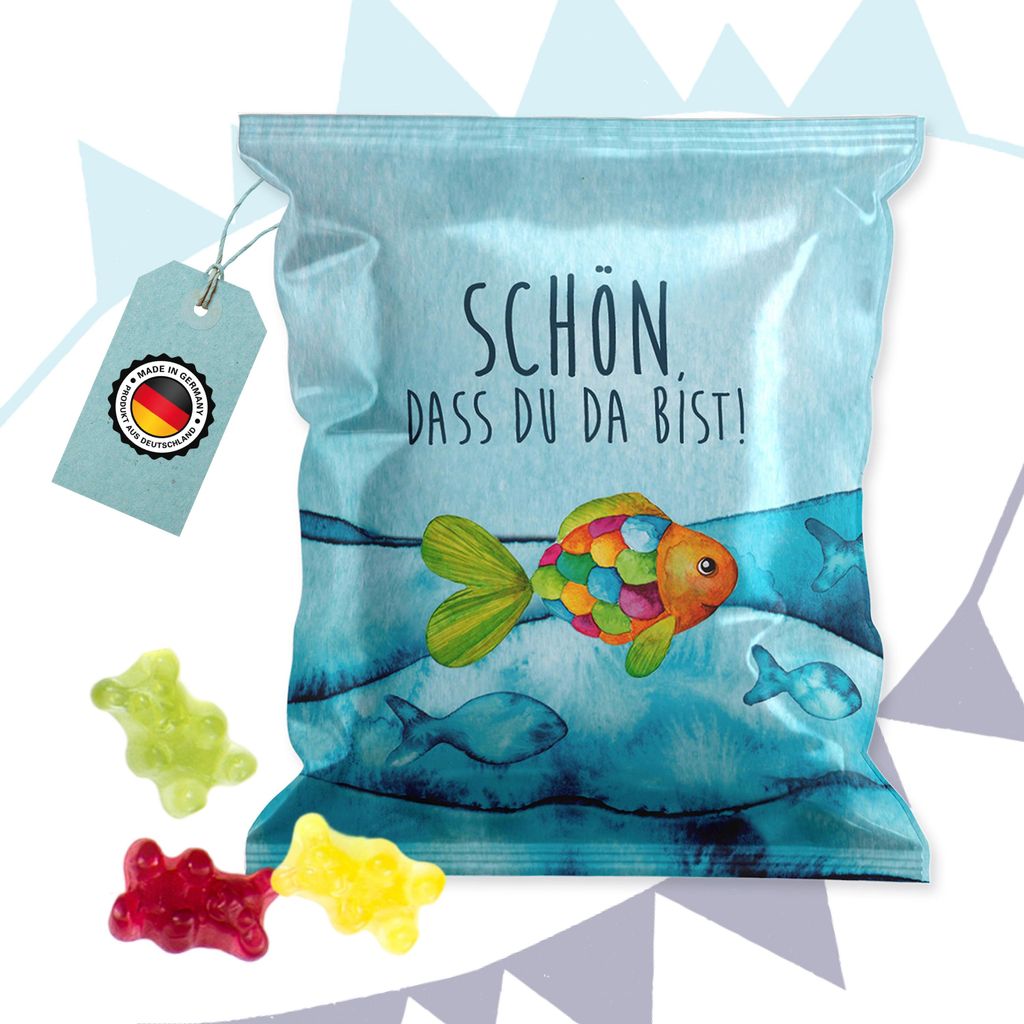 Fruchtgummi Tütchen Regenbogenfisch türkis – Gastgeschenk Produktbild 
