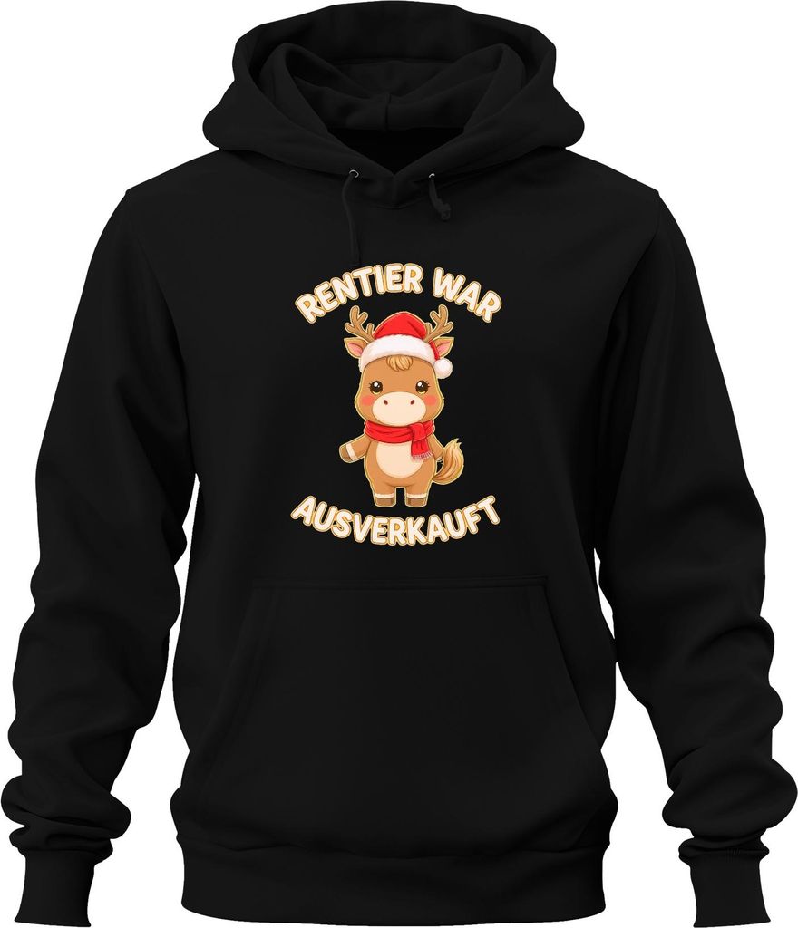 Rentier war t Weihnachten süß Geschenk Kinder lustig Uni Hoodie Kapuzenpullover, Schwarz, 3XL