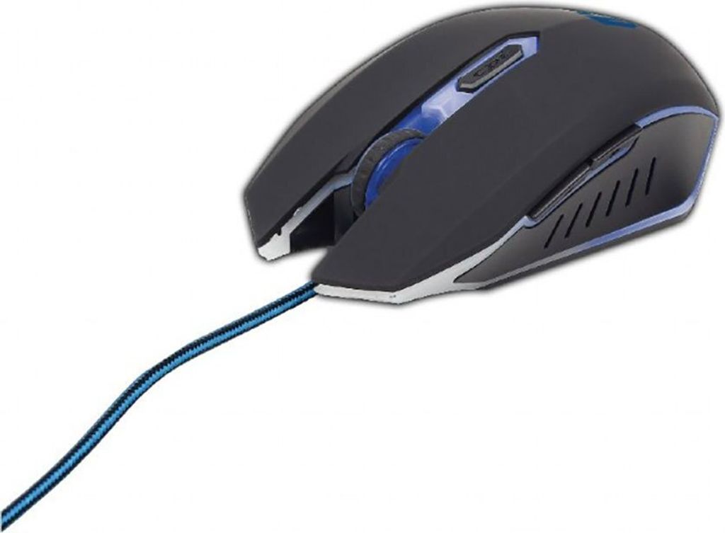 Gembird MUSG-001-B, Beidhändig, USB Typ-A, 2400 DPI, Schwarz, Blau