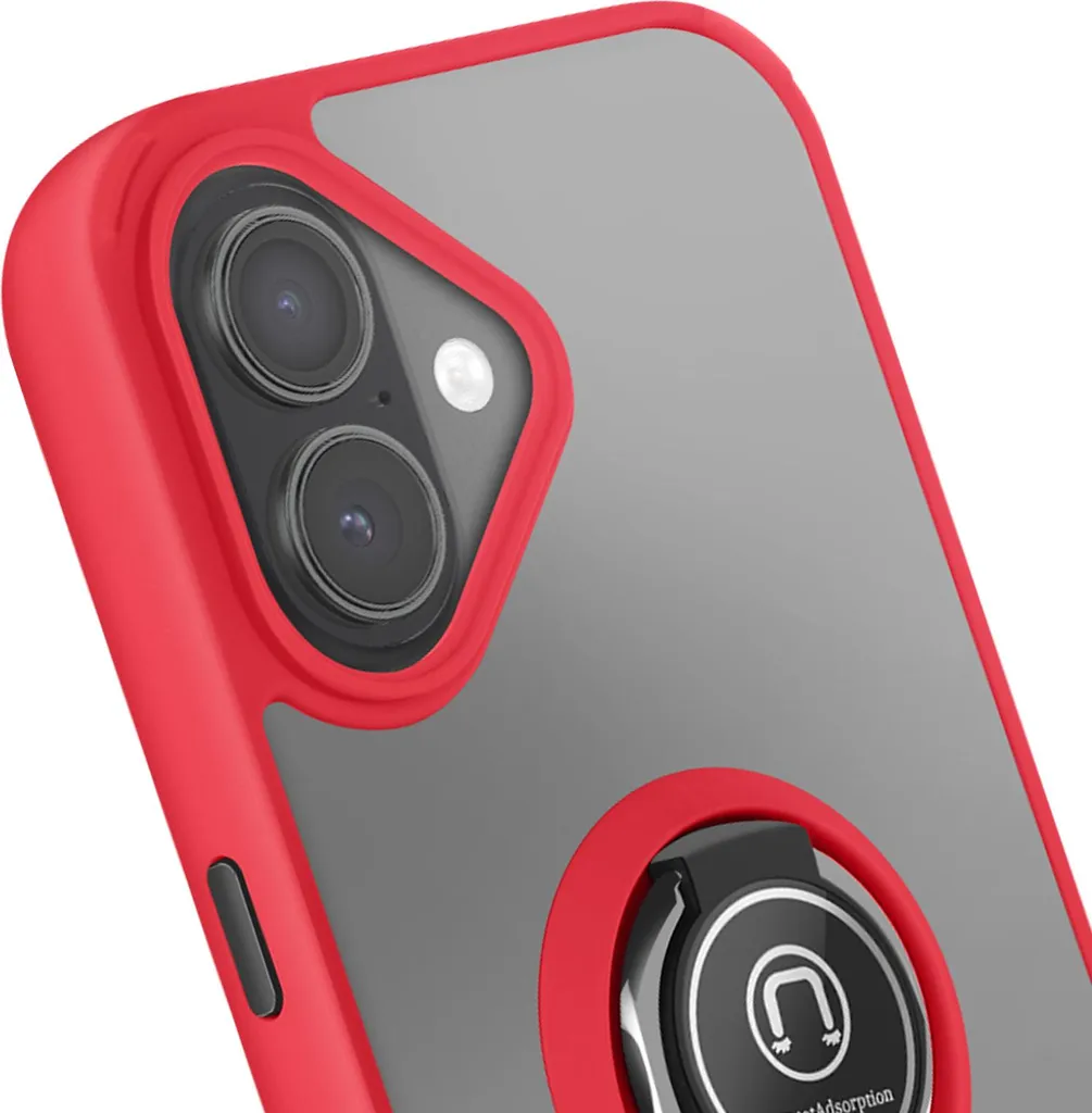 Avizar, custodia per iPhone 17 con supporto ad anello e attacco magnetico, rosso - 4