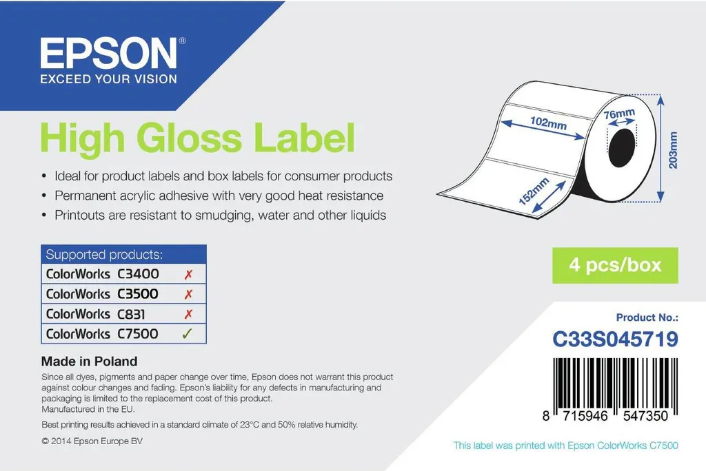 Etichette Epson High Gloss 102x152mm - Trasforma il tuo Packaging - 1