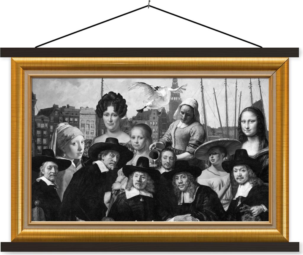 MuchoWow Textilposter Alte Meister - Kunst - Liste - Gold 150x100 cm mit schwarzem Rahmen - Schlafzimmer