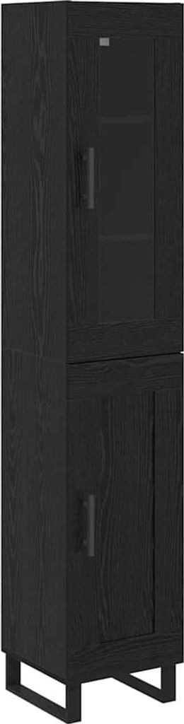 Highboard Schwarz Eichen-Optik 34,5 x 34 x 180 cm Holzwerkstoff