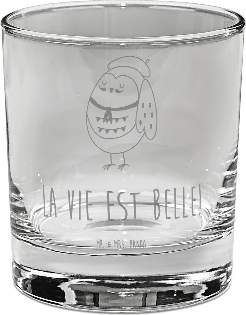 Mr. & Mrs. Panda Trinkglas Eule Frankreich - Transparent - Geschenk, Spruch, Glas, Tumbler, La Vie Est Belle, Gin, für, Cocktailglas, Französisch