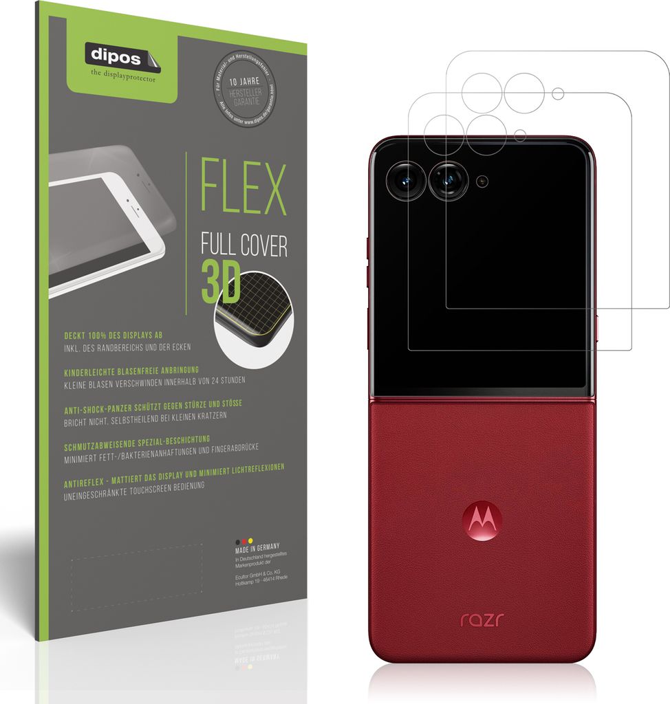 2x Full Cover Schutzfolie matt für Motorola Razr 60 Ultra Aussen-Display Panzerfolie Anti-Shock