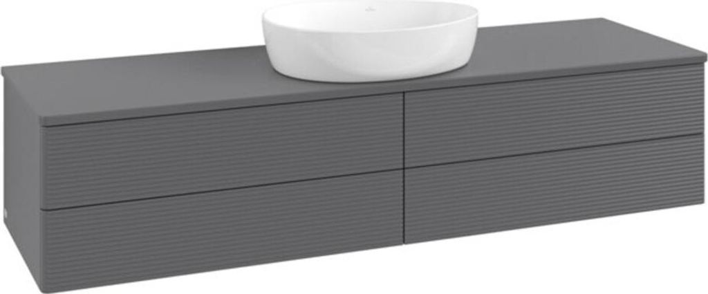 V&B Waschtischunterschrank mit Frontstruktur Antao 160x50cm, WBP-farbe Lac, Anthrac. m Lac