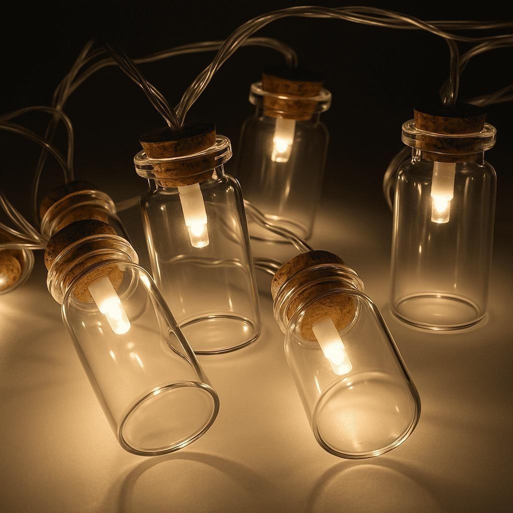LED Lichterkette 10 Flaschen Weihnachtsbeleuchtung Kaltweiß Batteriebetrieben