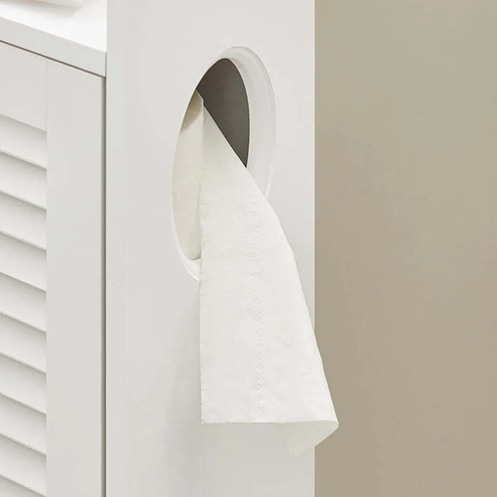 Meuble WC résistant à la moisissure - Rangement aéré à porte à lattes - 7