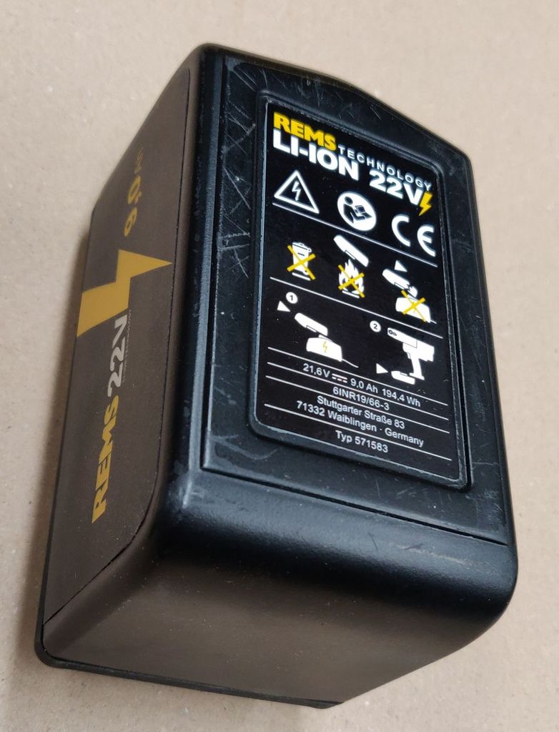 REMS Akku Nr. 571583 Li-Ion 21,6 V 9,0 Ah passend Akku Produktbild 