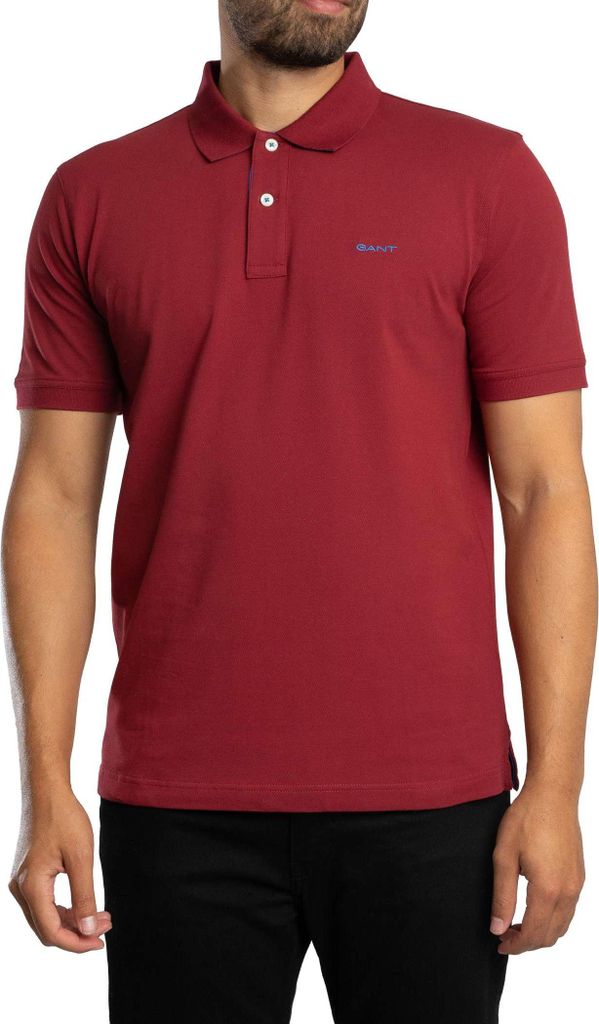 GANT Normales, kontrastierendes Piqué-Poloshirt, Rot L