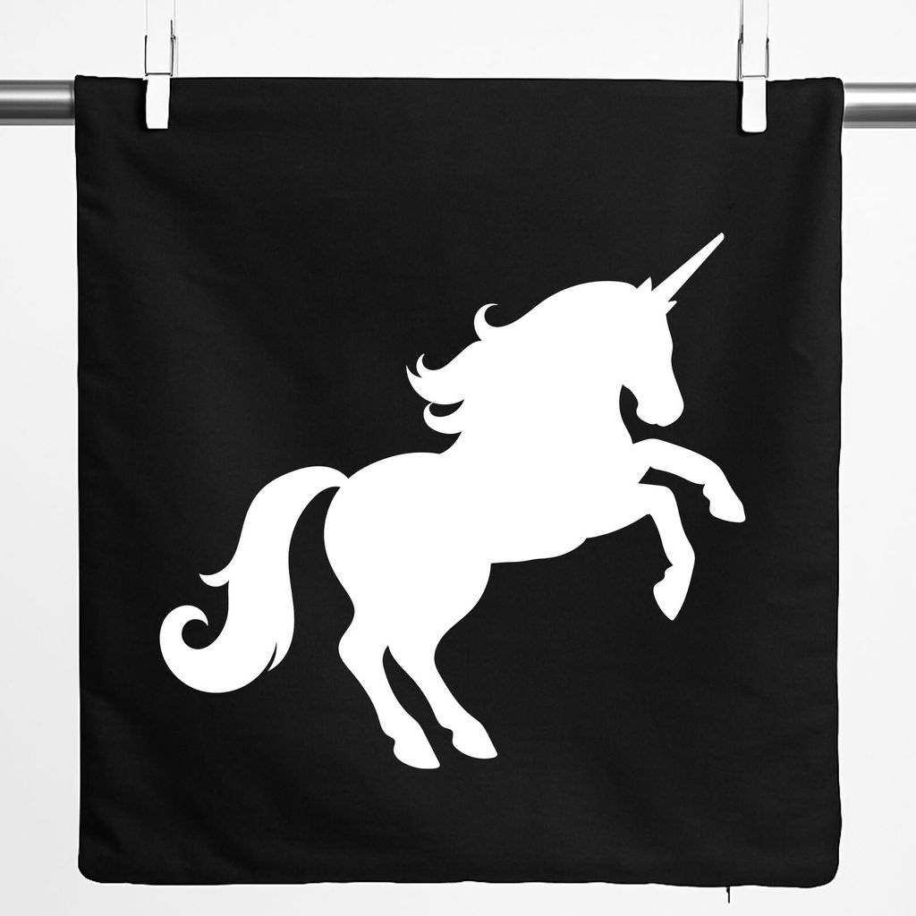 Huuraa Kissenbezug Einhorn Silhouette 40x40cm Black Baumwolle Dekokissenbezug Geschenkidee
