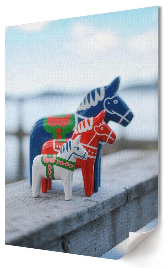 Bunte Pferde- Kunstdruck A4 - Klassisch, rustikal- Wandbild für Wohnzimmer Schlafzimmer & Flur, Modernes Poster Wanddeko, Ungerahmt