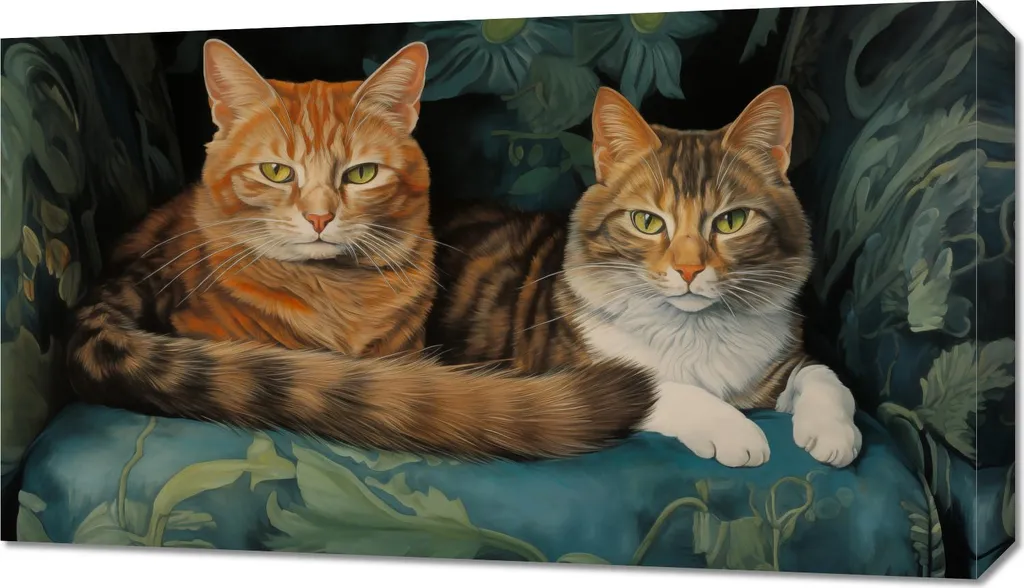Tableau Chats sur un fauteuil - Image 70 x 40 cm pour déco intérieure