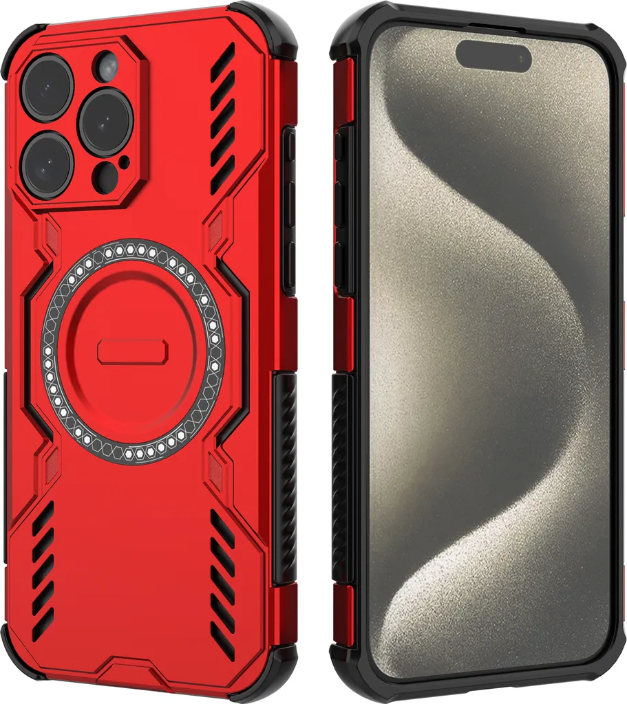 Custodia iPhone 15 Pro Max Rossa Rugged | Magnetica Raffreddamento