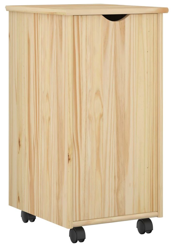 Rollschrank Mit Rad Braun 34 x 39 x 65,5 cm Massivholz Kiefer