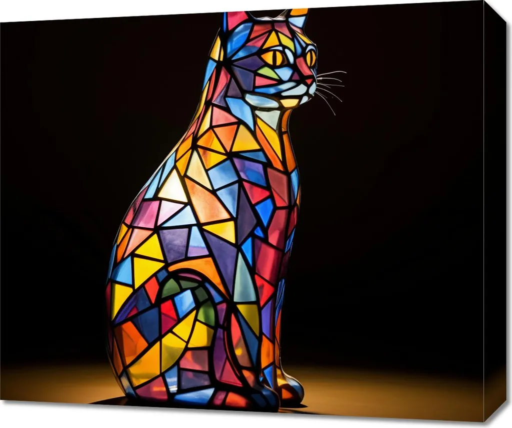 Regalo Gatto Quadro Vetrata 60x50 cm | Arte e Colore per la Casa