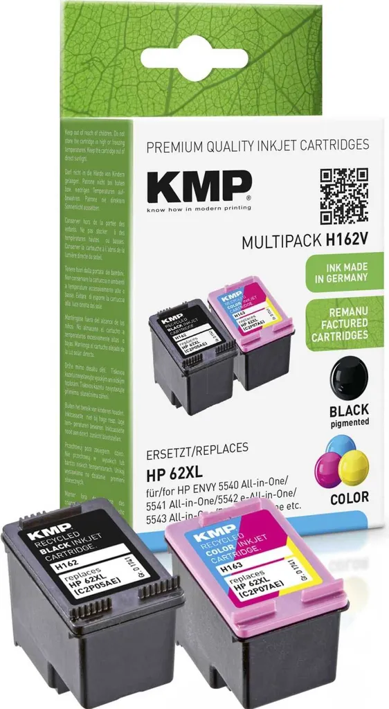 KMP Multipack H162V Compatibile HP 62XL - Risparmio Reale e Qualità