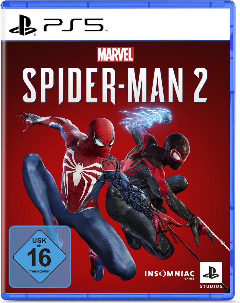 The cover art for the video game Marvel's Spider-Man 2 on PlayStation 5.