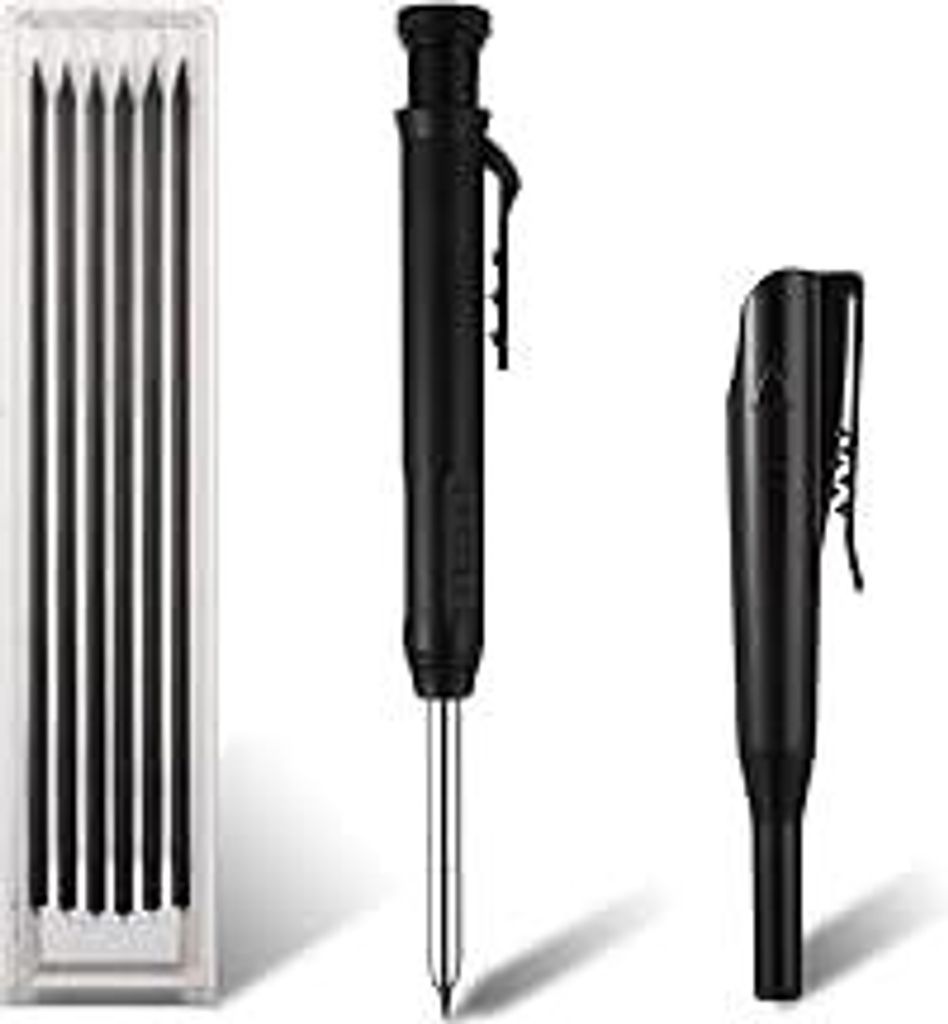 Amabro Bleistifte für tiefe Löcher, solide mechanische Bleistifte mit eingebautem Spitzer, automatische Bleistifte mit Stiftdeckel und 6 Ersatzmi...