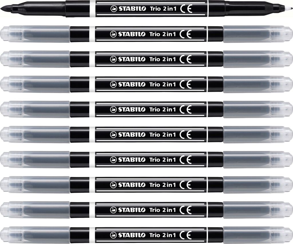 Filzstift und Fineliner in einem - STABILO Trio 2 in 1 - 10er Pack - schwarz