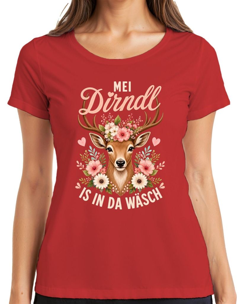 Mei Dirndl is in da Wäsch Reh Kitz Blumen Tracht Lederhose Produktbild 
